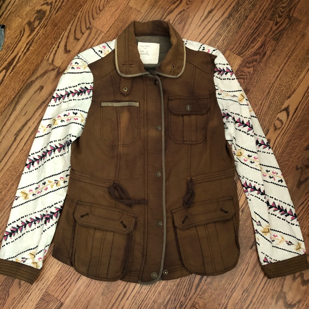 Free People linen distressed jacket